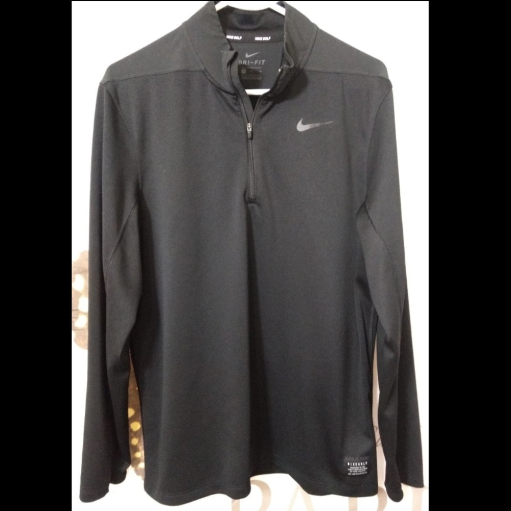 Nike Dri-Fit Golf Pullover Men’s Size Med 1/4 Zip Long Sleeve ~Dark Gray/Black